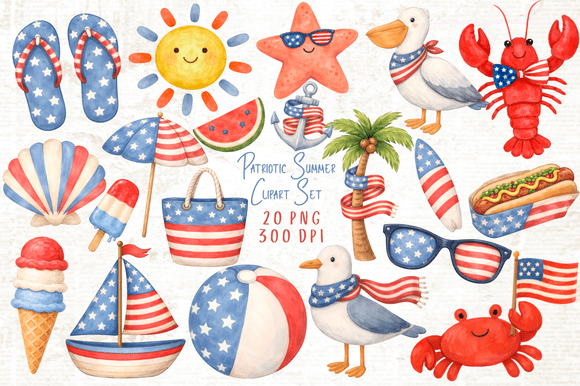 Download Patriotic Summer Clipart Set PNG - Clipart Collection