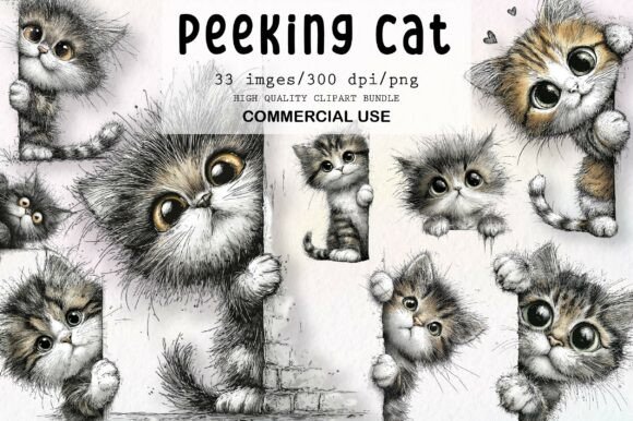 Download Whimsical Peeking Cat Clipart - Clipart Collection