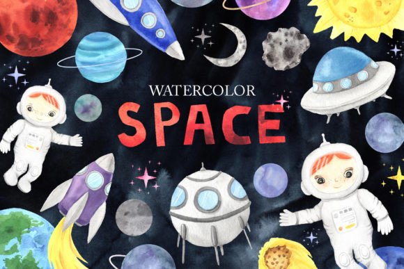 Download Watercolor Space Planets PNG Clipart - Clipart Collection