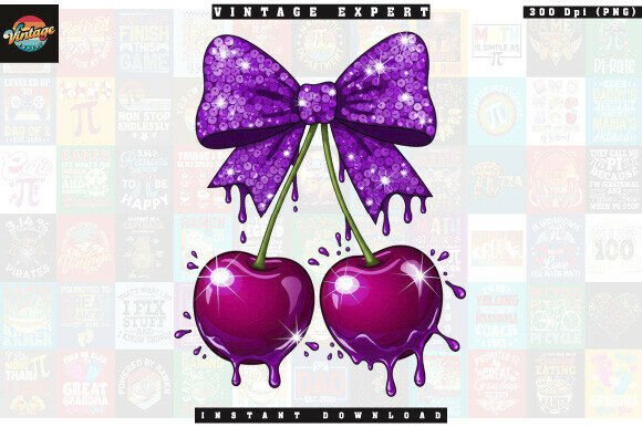 Download Glossy Purple Cherry Bow Drip Clipart - Clipart Collection