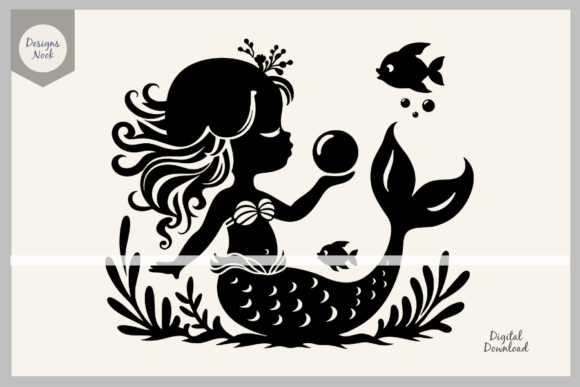 Download Baby Mermaid SVG File Clipart Silhouette - Clipart Collection