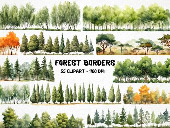 Download Watercolor Forest Borders Clipart Bundle - Clipart Collection