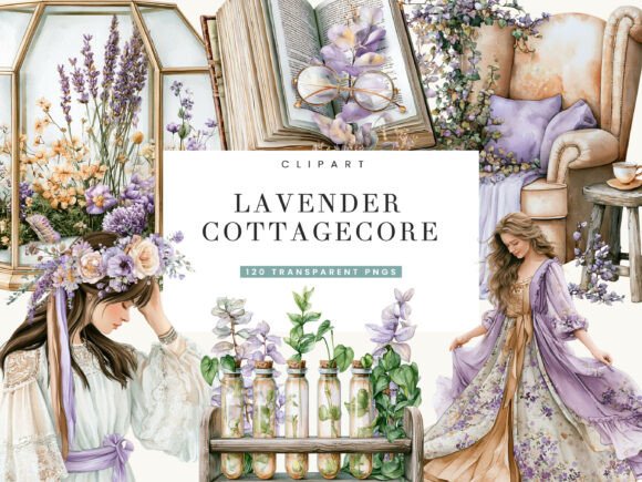 Download Lavender Cottagecore Clipart Bundle - Clipart Collection