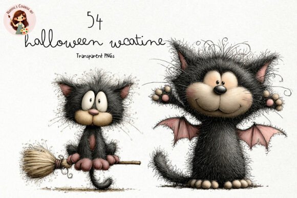 Download Quirky Halloween Cat PNG Clipart Bundle - Clipart Collection