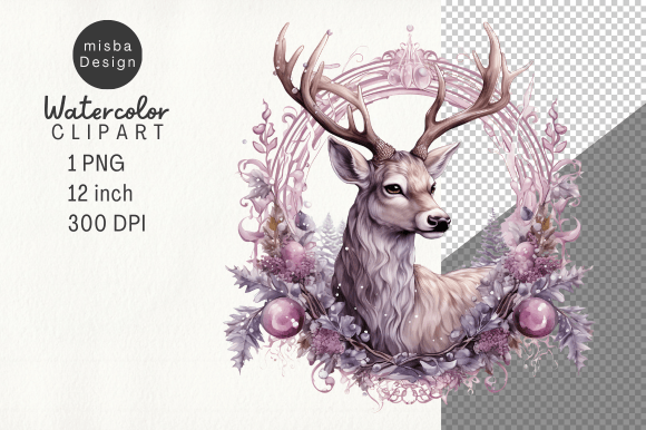 Download Vintage Christmas Deer Clipart PNG - Clipart Collection