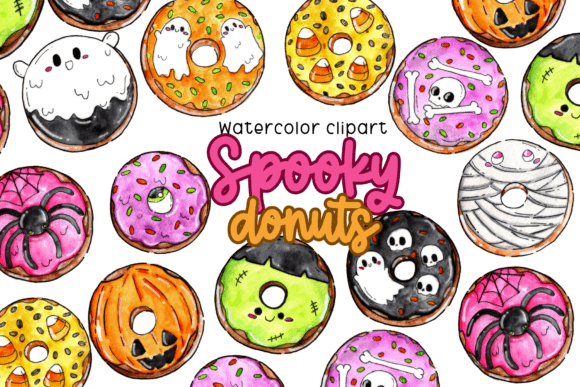 Download Watercolor Spooky Donut Clipart - Clipart Collection