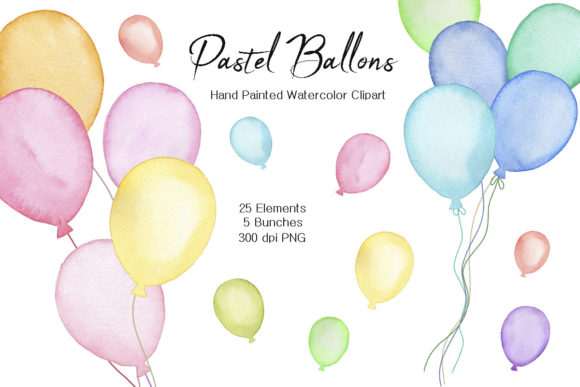 Download Watercolor Pastel Balloons Clipart - Clipart Collection