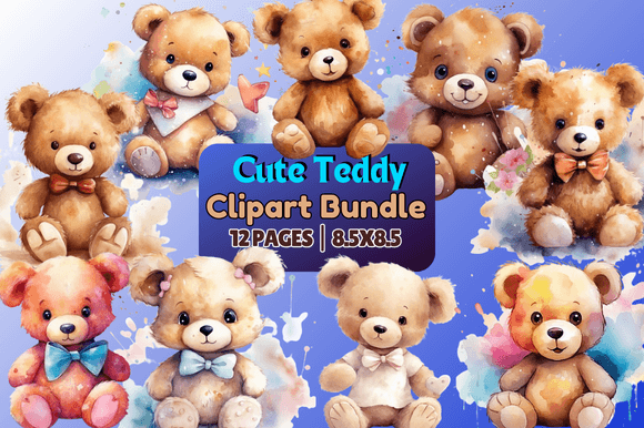 Download Cute Teddy Clipart Bundle - Clipart Collection