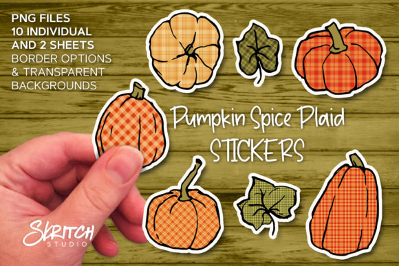 Download Pumpkin Spice Plaid Stickers Clipart Set - Clipart Collection