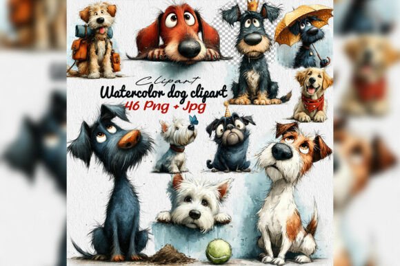 Download Watercolor Dog PNG Clipart Bundle Cute - Clipart Collection