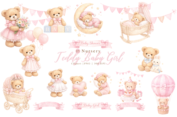 Download Nursery Teddy Baby Girl Clipart PNG - Clipart Collection