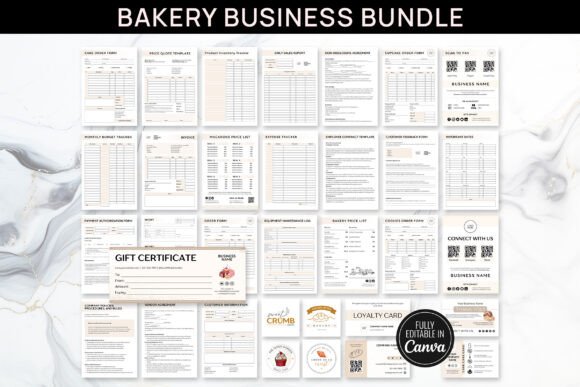 Download Editable Canva Bakery Business Bundle - Editable canva Collection