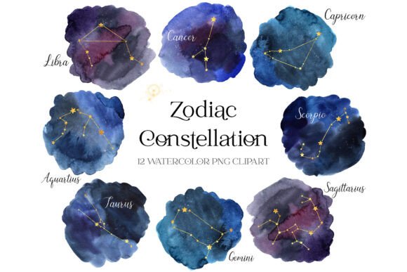 Download Watercolor Zodiac Constellations Clipart - Clipart Collection