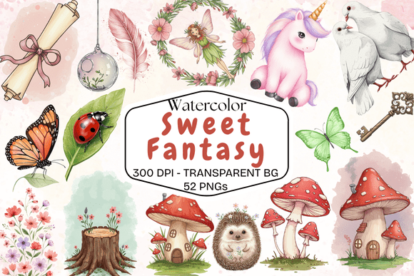 Download Watercolor Sweet Fantasy Clipart - Clipart Collection