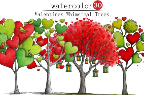 Download Valentines Whimsical Trees Clipart - Clipart Collection