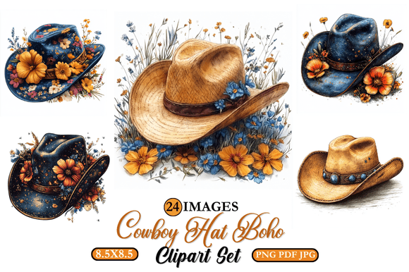 Download Cowboy Hat Boho Clipart Set - Clipart Collection