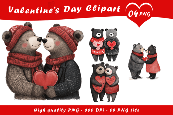 Download Valentine Cute Bear Couple Clipart PNG - Clipart Collection