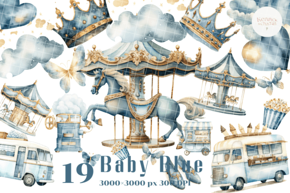 Download Vintage Carnival Clipart, Baby Blue - Clipart Collection