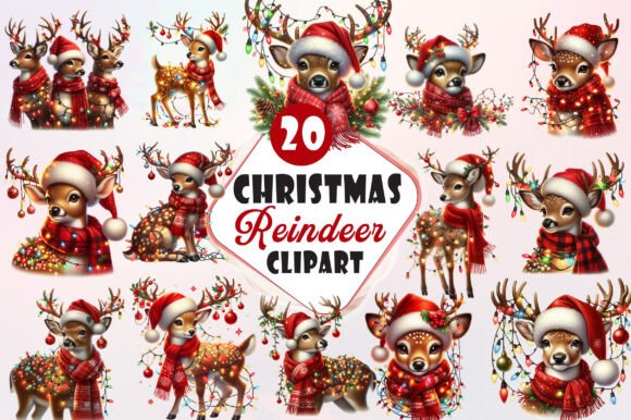 Download Funny Christmas Reindeer Clipart Bundle - Clipart Collection