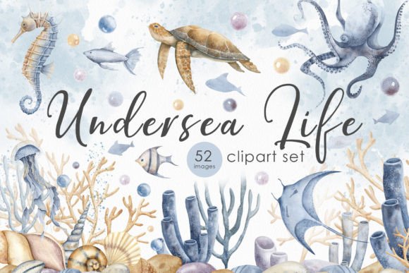 Download Sea Animals Watercolor Clipart Set - Clipart Collection