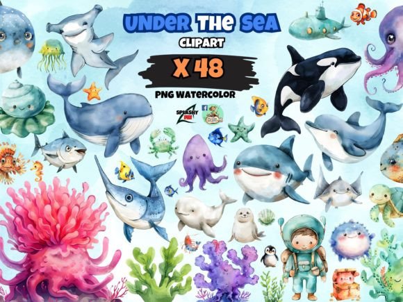 Download Watercolor Under the Sea Clipart Bundle - Clipart Collection