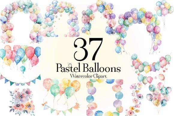 Download Watercolor Pastel Balloons Clipart - Clipart Collection