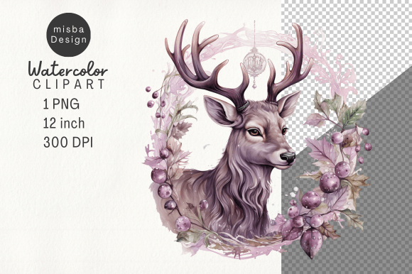 Download Vintage Christmas Deer Clipart PNG - Premium Bundle