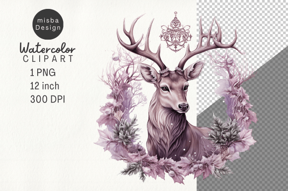Download Vintage Christmas Deer Clipart PNG - Clipart Collection