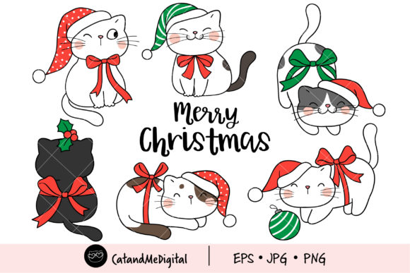 Download Christmas Cute Cat Clipart - Clipart Collection