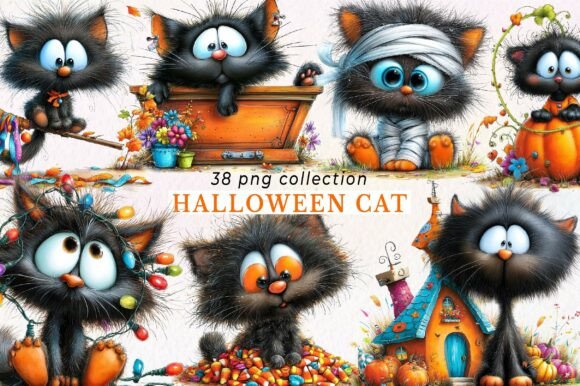 Download Whimsical Halloween Cat Clipart - Clipart Collection