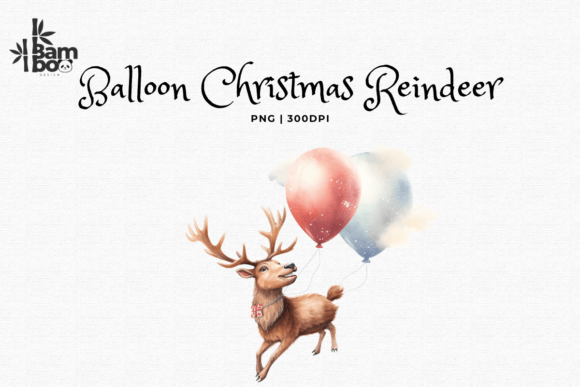 Download Watercolor Cute Reindeer Balloon ClipArt - Clipart Collection