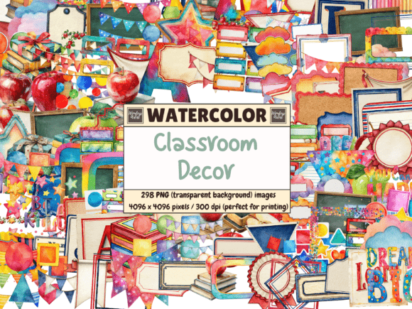 Download Classroom Decor Watercolor Clipart - Clipart Collection