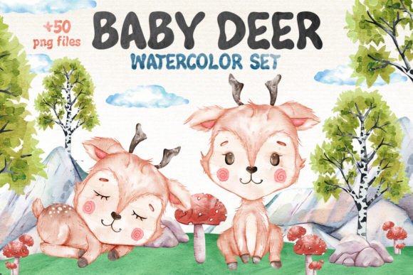 Download +50 Watercolor Deer Clipart Set - Clipart Collection
