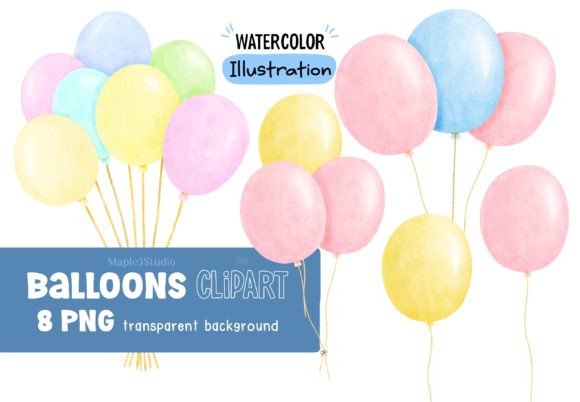 Download Pastel Balloons Watercolor Clipart - Clipart Collection