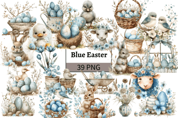 Download Cute Baby Blue Easter Clipart Bundle - Clipart Collection