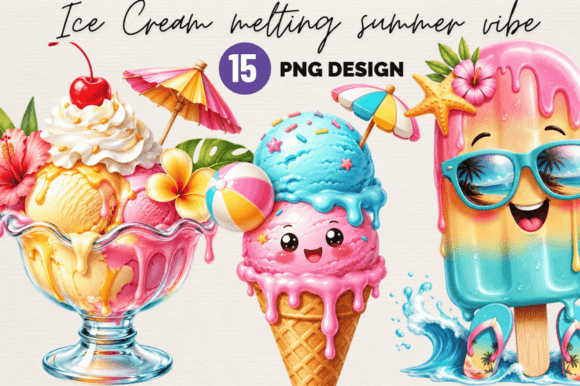 Download Ice Cream Summer Clipart Set PNG Bundle - Clipart Collection