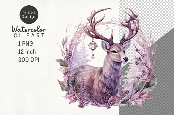 Download Vintage Christmas Deer Clipart PNG - Clipart Collection