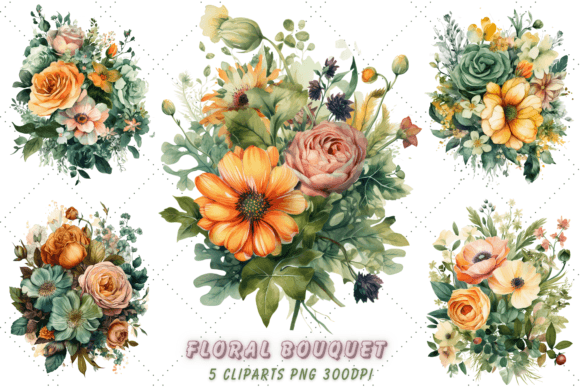 Download Green Floral Bouquet Watercolor Clipart - Clipart Collection