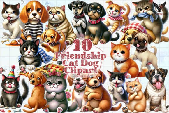 Download Friendship Cat Dog Clipart PNG - Clipart Collection