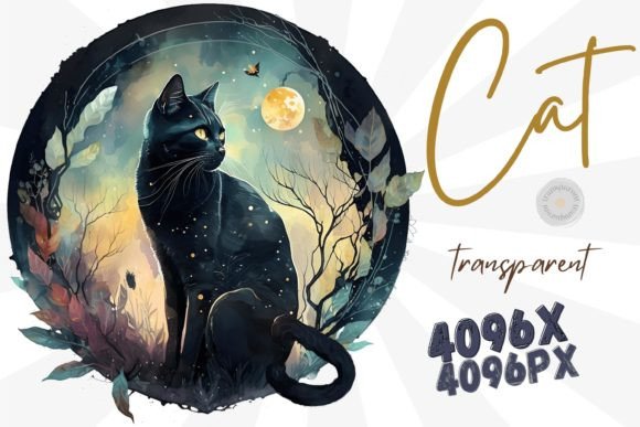 Download Magic Black Cat Clipart PNG Illustration - Clipart Collection