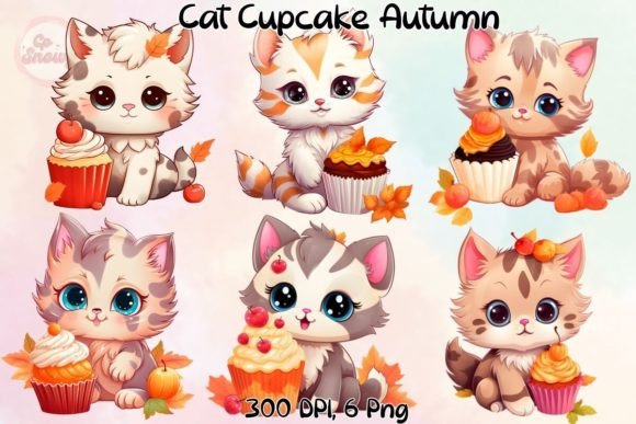 Download Cat Cupcake Autumn Sublimation Clipart - Clipart Collection