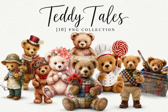 Download 10 Cute Teddy Clipart PNG Bundle - Clipart Collection