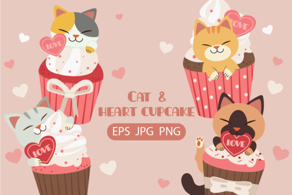 Download Bundle of Cat with Pink Cupcake Clipart - Clipart Collection