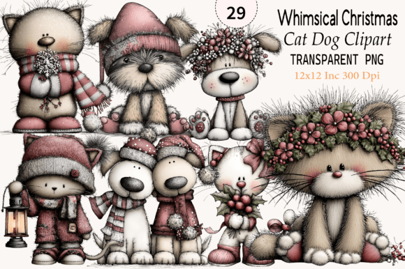 Download Whimsical Christmas Cat Dog Clipart - Clipart Collection