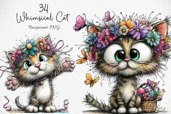 Download Whimsical Cat Clipart Bundle - Clipart Collection