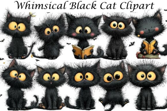 Download Whimsical Black Cat Clipart - Clipart Collection
