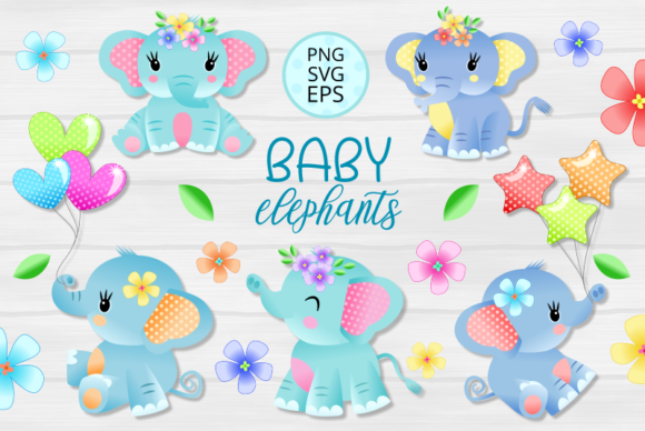 Download Adorable Baby Elephants - Vector Clipart - Clipart Collection