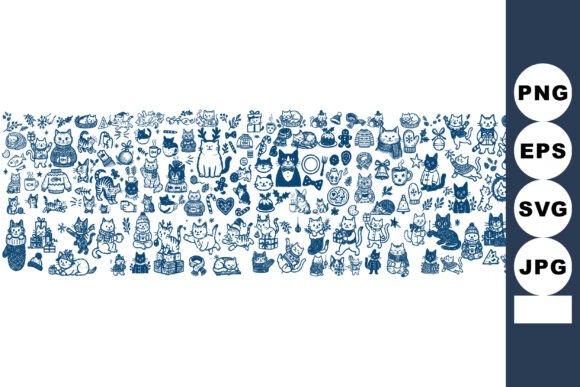 Download Cute Cat Doodle Clipart Set - Clipart Collection