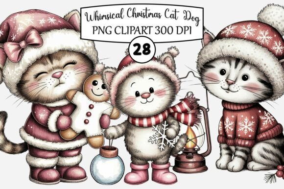 Download Whimsical Christmas Cat &amp; Dog Clipart - Clipart Collection