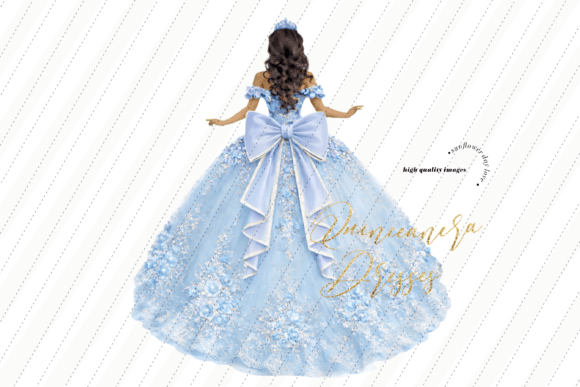 Download Baby Blue Quinceanera Bow Dress Clipart - Clipart Collection